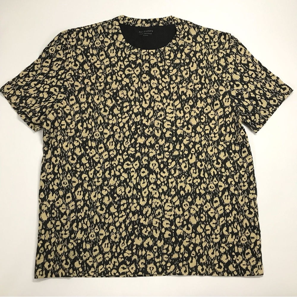 All Saints Black and Tan Patterned Tee